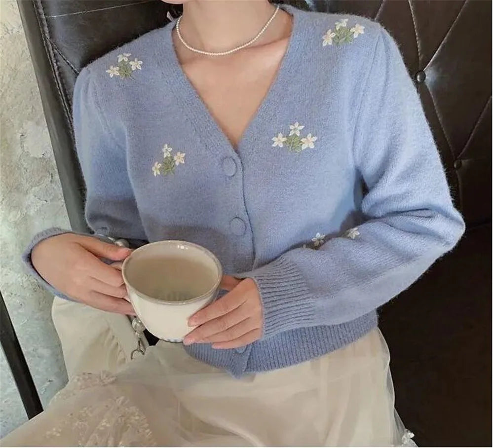 Floral Embroidered Women's Cardigan