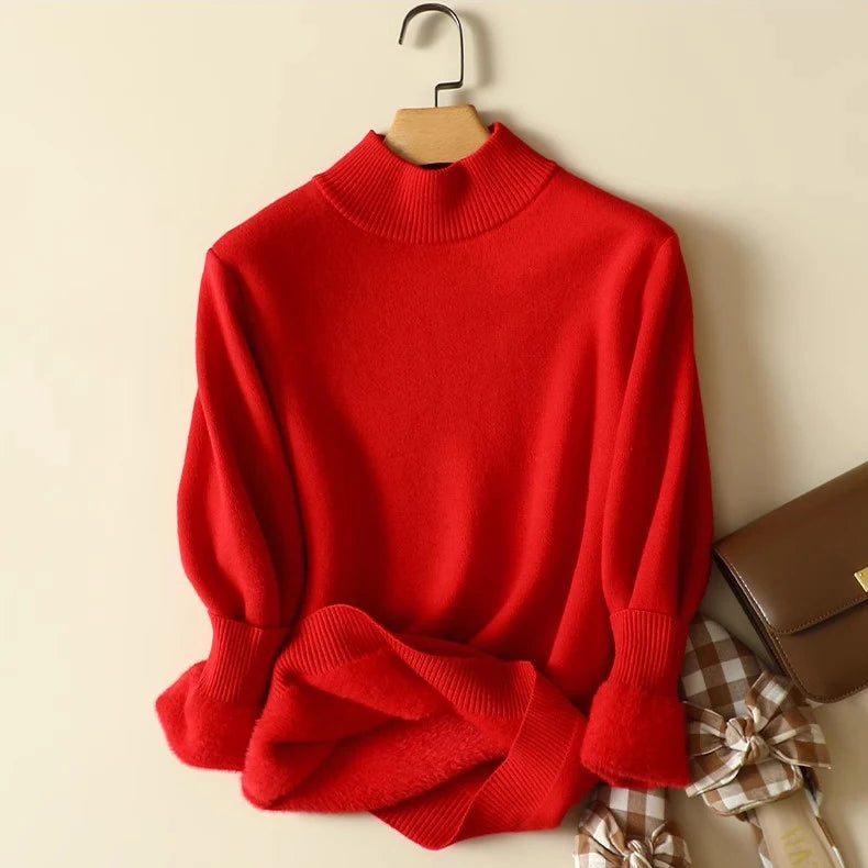 Velvet High-Neck Women's Blouse